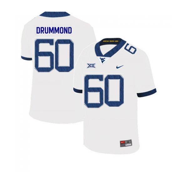 Men's West Virginia Mountaineers NCAA #60 Noah Drummond White Authentic Nike 2019 Stitched College Football Jersey BP15O35TR